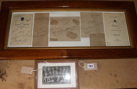 Collection of cricketing ephemera, inc signed menu cards, 1921 Australian team and other autographs, etc.